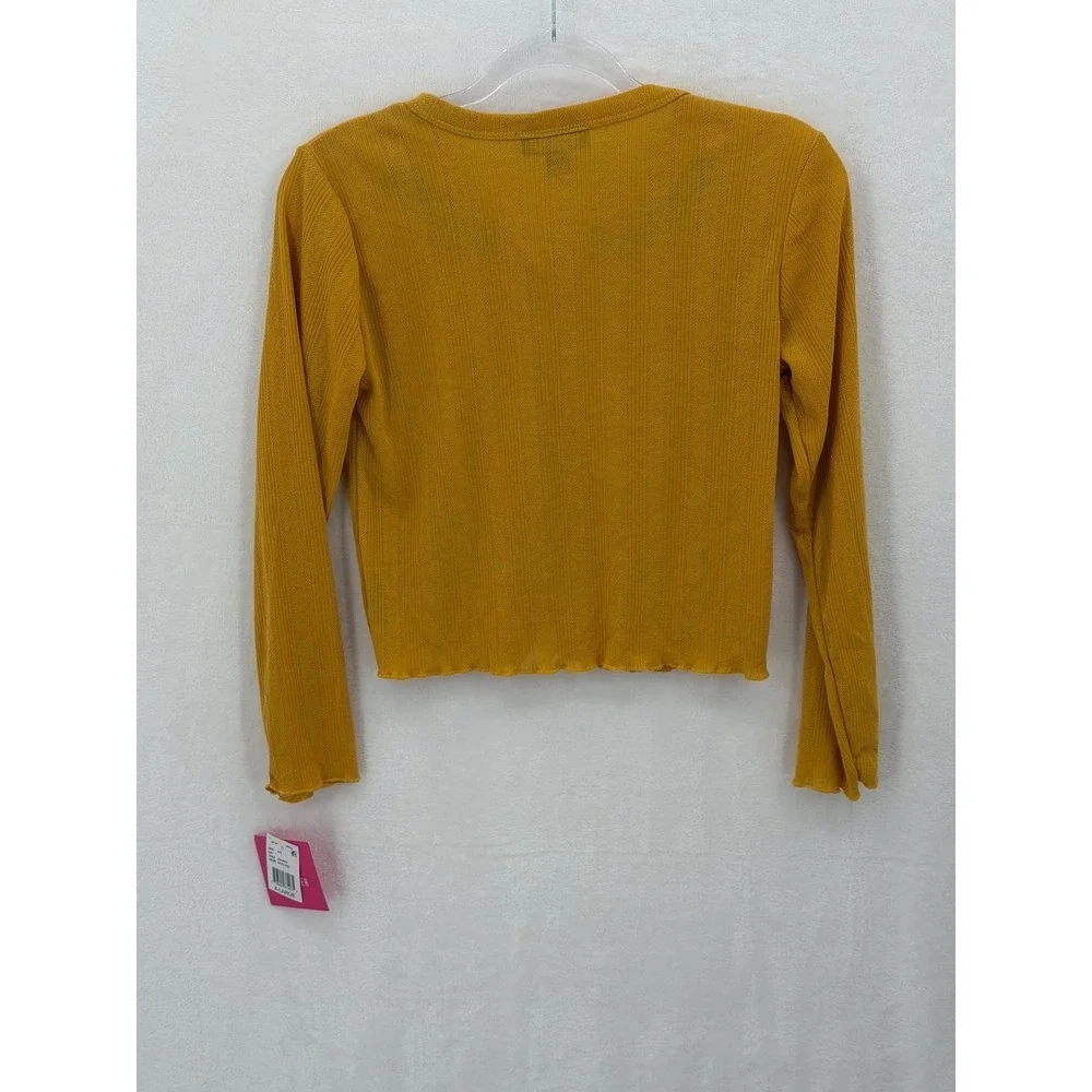 Amy Byer Sweater Girl XL 16 Yellow Daisy Embroidered Floral Cardigan Spring Boho
